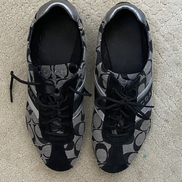 Coach Monogram Black and Silver Sneakers - Picture 4 of 7
